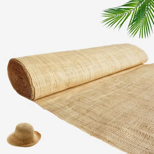 natural raffia fiber fabric roll for making hats shoes decoration