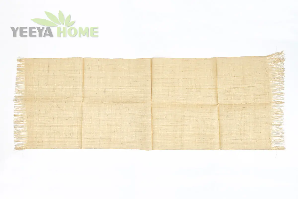 a sheet of natural raffia fabric