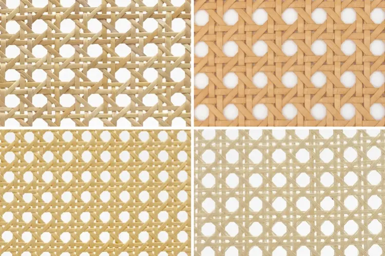 4 types of open weave rattan cane webbing