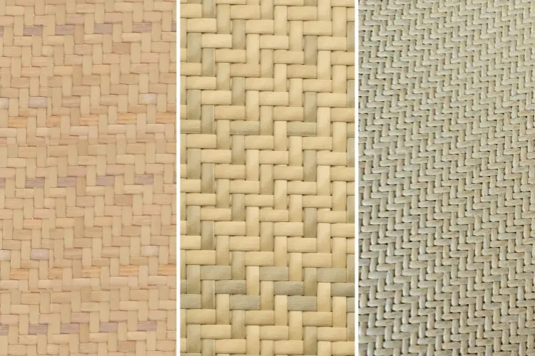 3 types of close weave rattan cane webbing