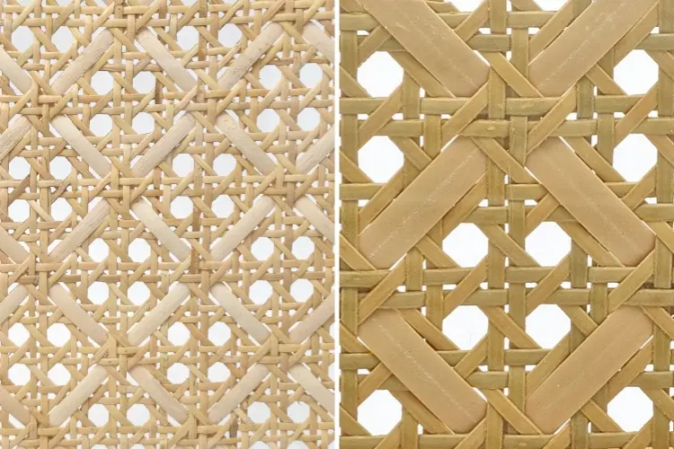 2 types of mixed weave rattan cane webbing